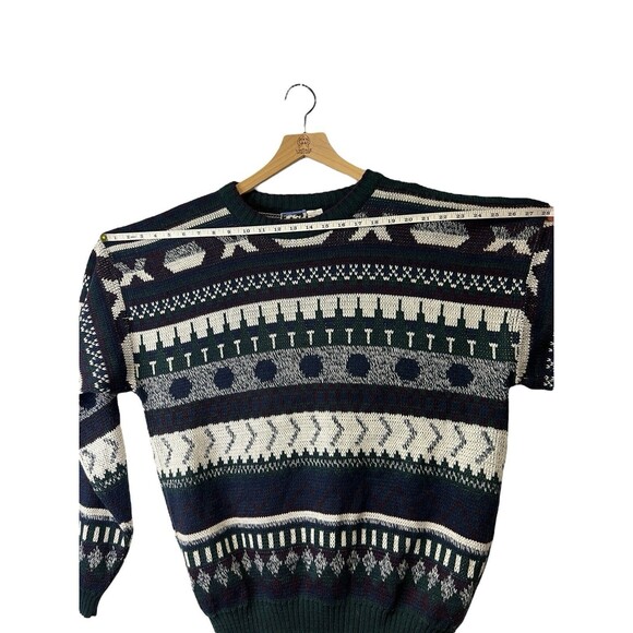 VINTAGE Todays News Sweater Unisex Adult Geometric Pattern Grandpa Fisherman XL - Picture 9 of 16